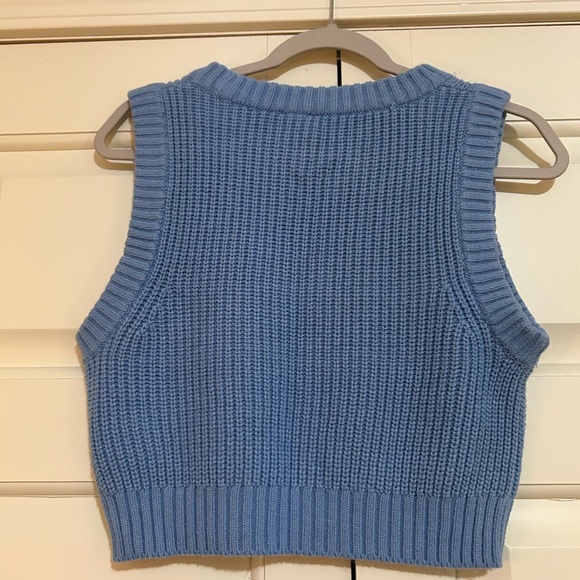 H&M Blue Ribbed Crop Tank Top - Picture 2 of 5